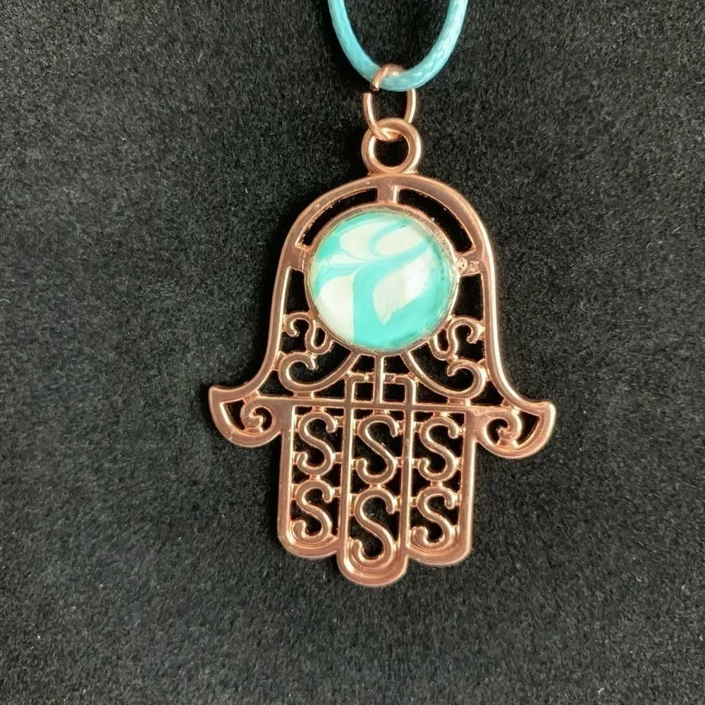 One-of-a-kind HAMSA MEDALLION CORDED NECKLACE‎